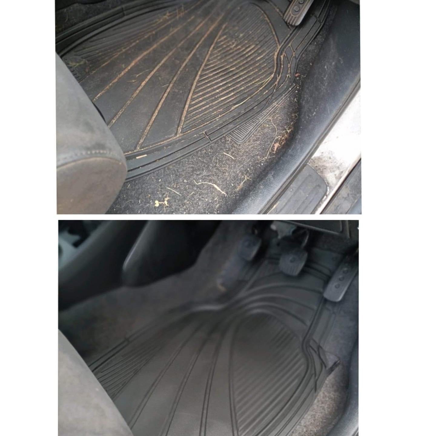 Rubber floor mat before and after deep clean by JRC Detailing